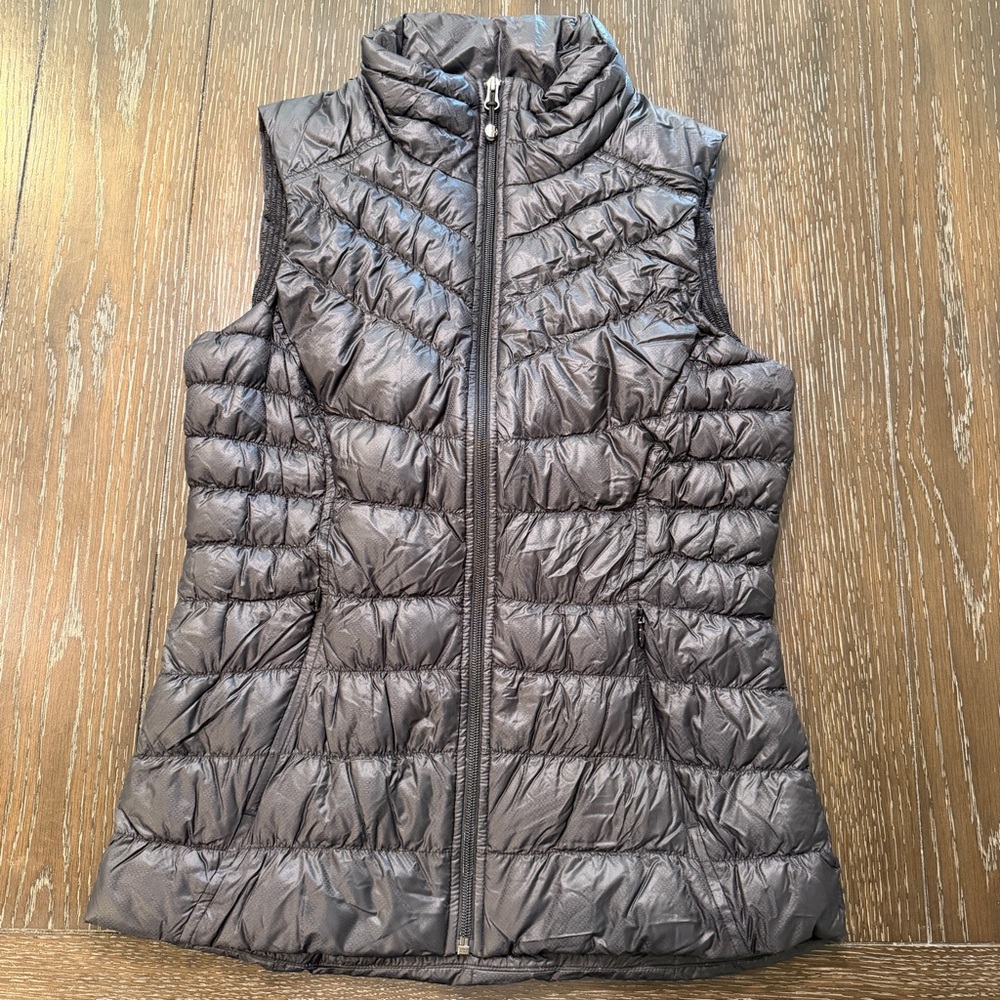 Athleta‎ Goose Down Black Puffer Vest Full Zip Size Small